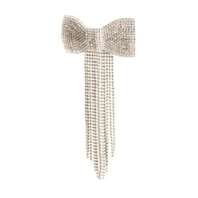 Load image into Gallery viewer, Gold Rhinestone Big Bow Tassel Hair Barrette Clip – Glam Statement Hair Accessory by Nollia
