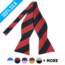 Load image into Gallery viewer, Umo Lorenzo Men&#39;s Silk Woven Freestyle College Bow Tie – 26 Color Options
