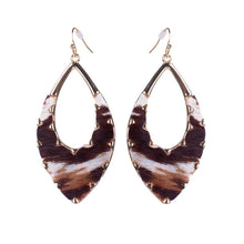 Load image into Gallery viewer, Nollia Animal Print Faux Fur Drop Earrings – White, Brown, &amp; Mixed Cow Print
