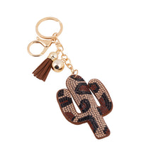 Load image into Gallery viewer, Nollia Bling Crystal Leopard Cactus Charm – Sparkly Keychain Accessory
