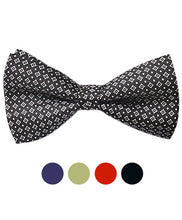 Load image into Gallery viewer, Silk Diamond Pattern Banded Bow Tie – Printed Twill, Boxed
