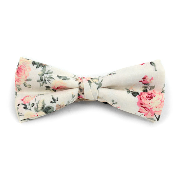 Floral Wedding Cotton Banded Bow Tie