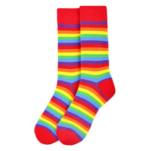 Load image into Gallery viewer, Parquet Men’s Rainbow Striped Novelty Crew Socks – Multicolor
