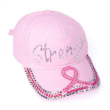 Load image into Gallery viewer, Nollia Strength Breast Cancer Awareness Crystal Bling Cap – Pink
