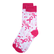 Load image into Gallery viewer, Parquet Women's Breast Cancer Ribbon Novelty Socks – Pink Awareness Design
