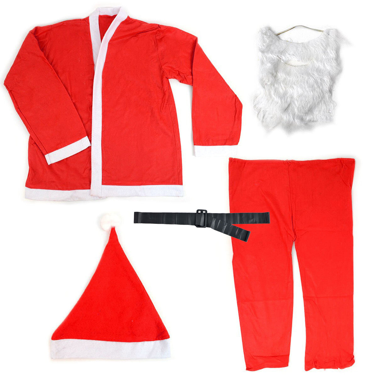 Kids Santa Claus Costume 5-Piece Set - Fits Ages 6–9 Years