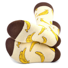 Load image into Gallery viewer, Parquet Men’s Banana Pattern Novelty Crew Socks – Yellow &amp; Brown
