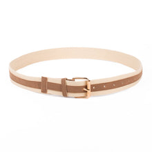 Load image into Gallery viewer, Umo Lorenzo Men's Striped Vegan Leather Casual Belt – Khaki, 4 Sizes
