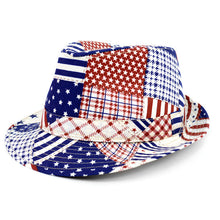Load image into Gallery viewer, Westend Spring/Summer Mixed USA Patterns American Flag Trilby Fedora Hat
