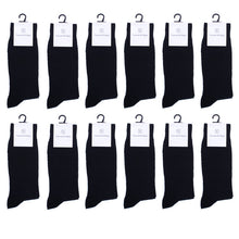 Load image into Gallery viewer, Vincent Di Mani Men’s 12-Pair Solid Black Polyester Dress Socks
