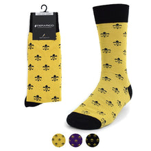 Load image into Gallery viewer, Feraricci Men’s Fleur-de-lis Novelty Crew Socks
