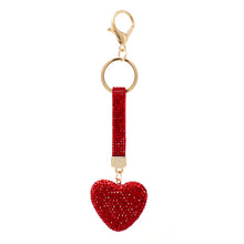 Load image into Gallery viewer, Nollia Bling Crystal Red Heart Strap Charm – Sparkly Romantic Keychain
