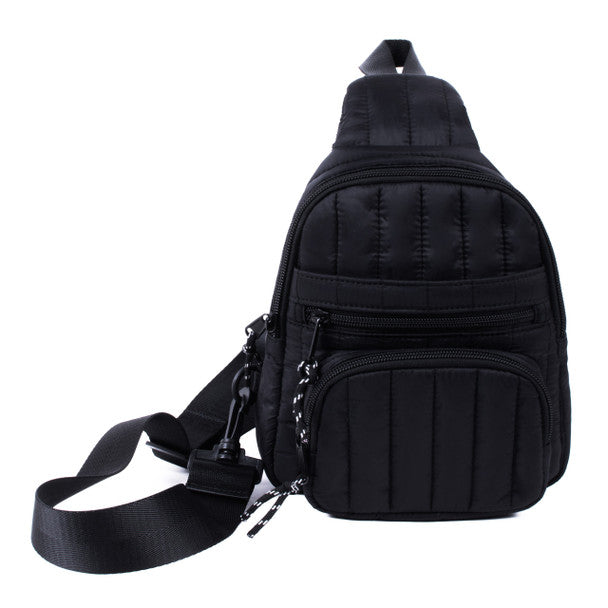 Athletic Quilted Nylon Sling Bag for Women - Sporty and Functional