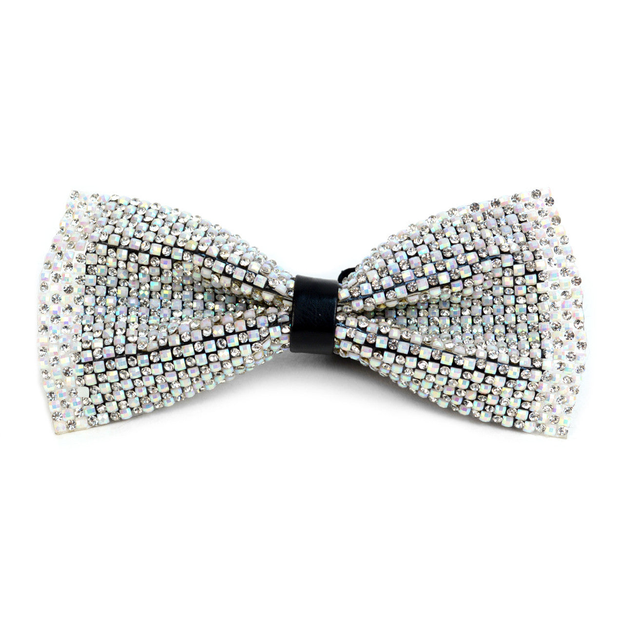 Men's White Crystal Rhinestone Bow Tie