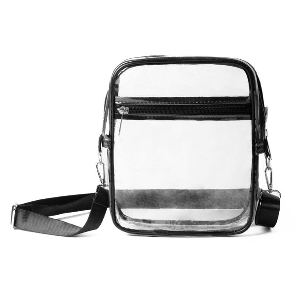 Nollia Clear Crossbody Mini Bag with black trim and adjustable strap, available at Club-One