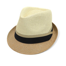 Load image into Gallery viewer, Westend Spring/Summer Woven 2-Tone Fashion Fedora with Taupe &amp; Black Band

