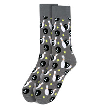 Load image into Gallery viewer, Parquet Men’s Bowling Ball Novelty Crew Socks – Gray or Black
