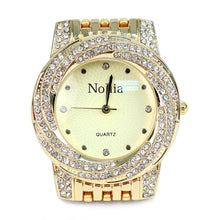 Load image into Gallery viewer, Nollia Gold Tone Ladies Dressy Watch – 35mm Crystal Accent Quartz Bracelet

