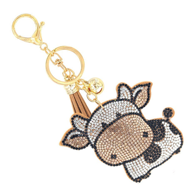 Nollia Bling Crystal Cow Bag Charm – Sparkly Keychain Accessory for Bags & Backpacks