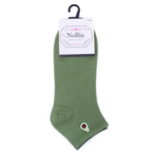 Load image into Gallery viewer, Nollia Ladies' Low Cut Avocado Embroidery Ribbed Socks
