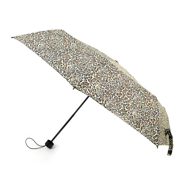 Parquet Leopard Print Telescopic Compact Umbrella – Auto-Open, Plastic Handle, 12