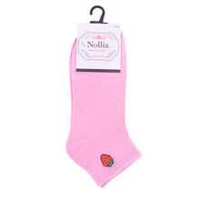 Load image into Gallery viewer, Nollia Women's Low Cut Strawberry Embroidery Ribbed Socks
