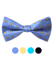 Load image into Gallery viewer, Silk Medallion &amp; Dot Grid Banded Bow Tie – Printed Twill, Boxed
