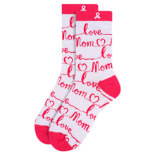 Load image into Gallery viewer, Parquet Women’s Love Mom Breast Cancer Awareness Novelty Socks

