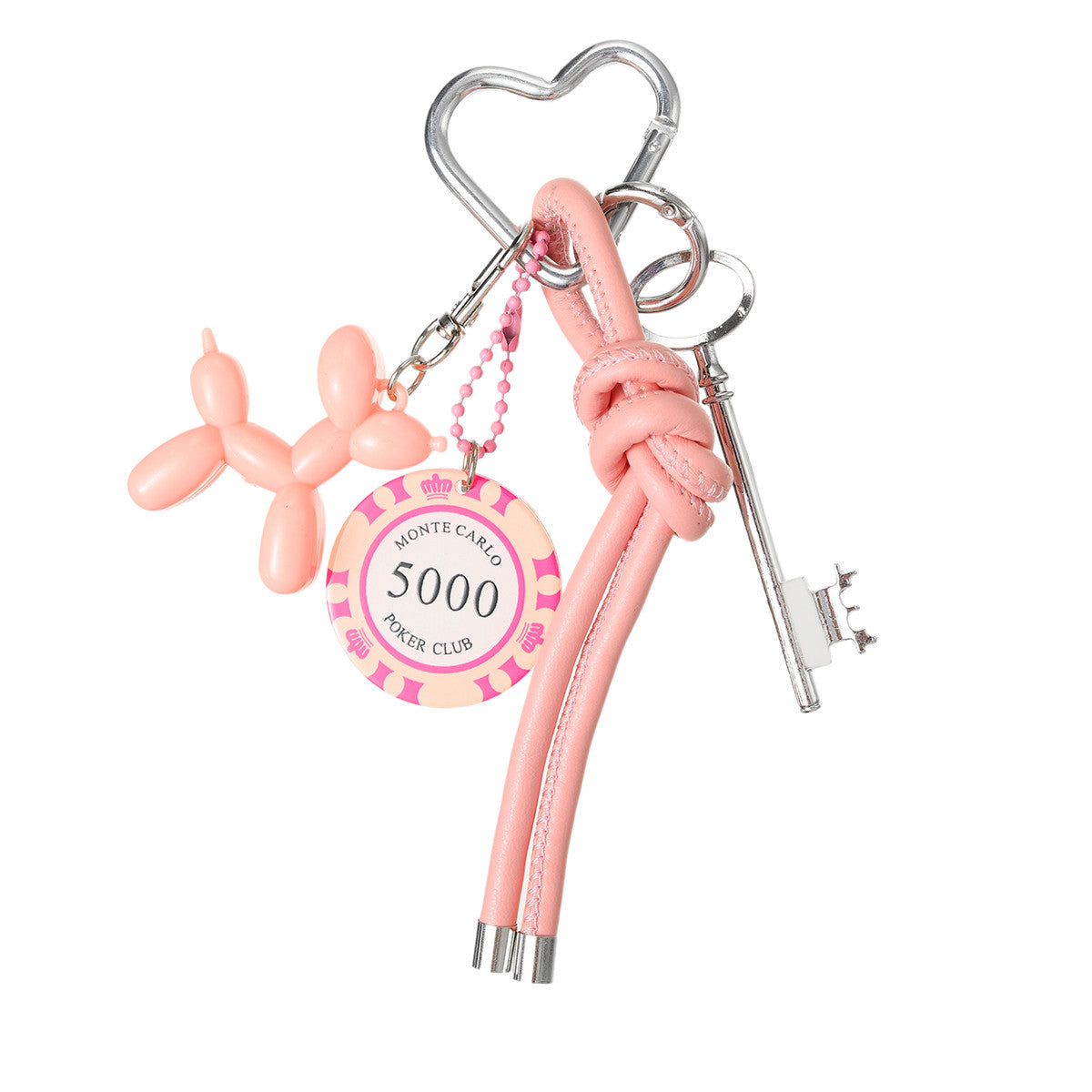 Pink Monte Carlo 5000 Poker Chip Balloon Dog Bag Charm