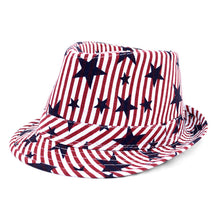 Load image into Gallery viewer, Westend Spring/Summer USA Stars &amp; Stripes American Flag Trilby Fedora Hat
