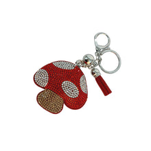Load image into Gallery viewer, Nollia Bling Crystal Poison Mushroom Charm – Sparkly Tassel Keychain
