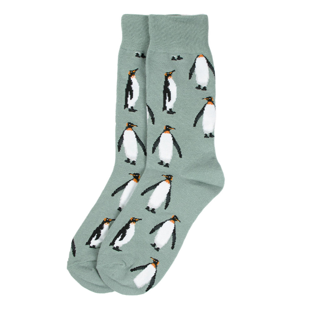 Parquet Men’s Penguin Pattern Novelty Crew Socks – Light Gray