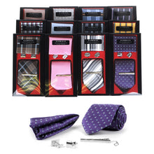 Load image into Gallery viewer, Clericci 12pc Spring Assorted Tie, Hanky, Cufflink &amp; Tie Bar Boxed Set
