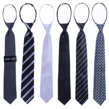 Load image into Gallery viewer, Umo Lorenzo 6-Piece Classic Black Microfiber Zipper Pre-Tied Necktie Set
