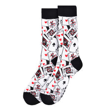 Load image into Gallery viewer, Parquet Men’s Playing Card Pattern Crew Socks
