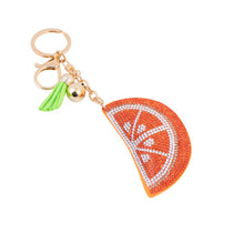 Load image into Gallery viewer, Nollia Bling Crystal Orange Tassel Charm – Sparkly Keychain Accessory
