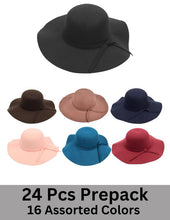 Load image into Gallery viewer, Nollia 24-Piece Prepack Women’s Polyester Felt Wide Brim Hat – Assorted Colors

