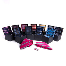 Load image into Gallery viewer, Clericci 12pc Men's Tie, Hanky &amp; Cufflink Set in Fabric Box – Coordinated Collection
