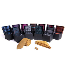 Load image into Gallery viewer, Clericci 12pc Men's Tie, Hanky &amp; Cufflink Set in Fabric Box – Fall/Winter Coordinated Collection
