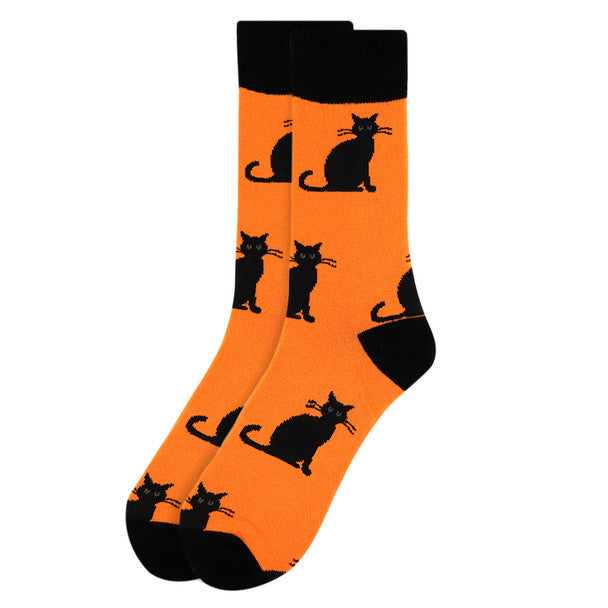 Parquet Men’s Halloween Black Cat Novelty Socks