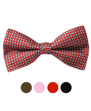 Load image into Gallery viewer, Silk Micro Dot Grid Banded Bow Tie – Printed Twill, Boxed
