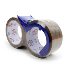 Load image into Gallery viewer, 2 Rolls Tan Packing Tape with Easy-Cut Dispenser – 2&quot; Wide, Heavy Duty Packaging Adhesive
