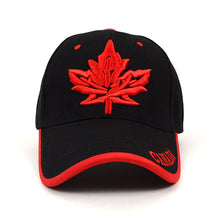 Load image into Gallery viewer, Parquet Canada Leaf Black &amp; Red 3D Embroidered Baseball Cap
