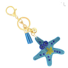 Load image into Gallery viewer, Nollia Bling Crystal Starfish Charm – Sparkly Ocean Keychain (Blue or Pink)
