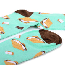 Load image into Gallery viewer, Parquet Men’s S’mores Pattern Novelty Crew Socks – Turquoise
