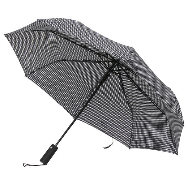 Nollia Compact Black & White Houndstooth Auto-Open Umbrella – 12