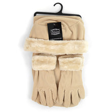 Load image into Gallery viewer, Nollia Women’s Fleece Winter Hat, Scarf &amp; Gloves Set with Faux Fur Trim
