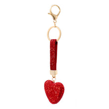 Load image into Gallery viewer, Nollia Bling Crystal Red Heart Strap Charm – Sparkly Romantic Keychain
