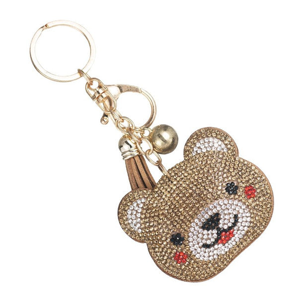 Nollia Bling Crystal Teddy Bear Face Charm – Sparkly Cute Keychain