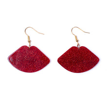 Load image into Gallery viewer, Nollia Red Vampire Lips Dangle Earrings – Bold Gothic Halloween Jewelry
